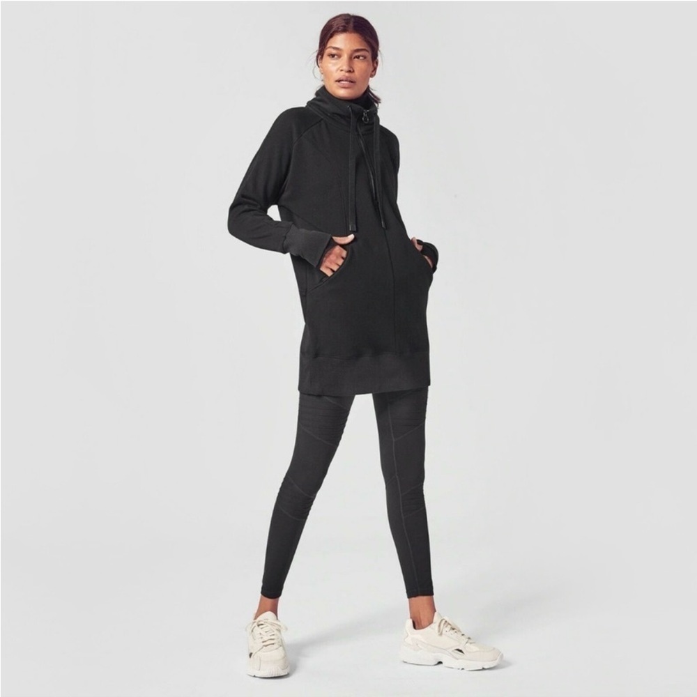 Athleta Cozy Karma 1/4 Mock Neck Sweatshirt Dress
